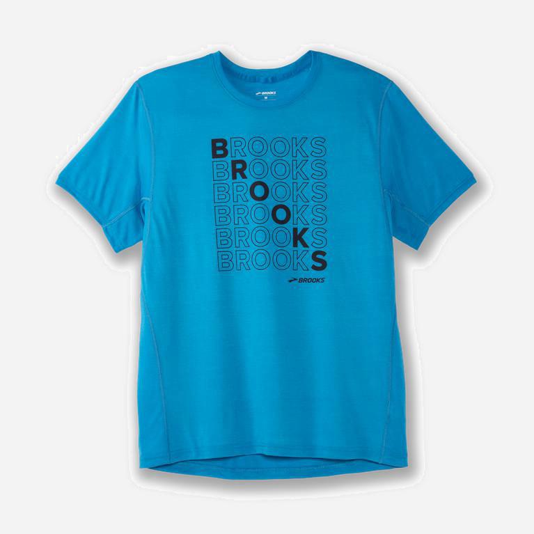 Brooks Distance Graphic Hardloopshirt voor Heren Blauw (FYQCN-4723)